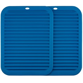 Smithcraft Trivets for Hot Dishes Pots & Pans, Silicone Hot Pads for Kitchen, 12x9 Silicone Mats for Counter, Waterproof Trivet Mat, Counter Top Pot Holders, Table Heat Resistant Mat Set 2 Blue