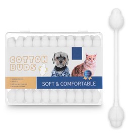 FNANJWQ 55Pcs Pet Ear Cleaning Cotton Gourd Swabs Dog Cotton Sticks Prevents Accidental Injury Soft Cat Ear Cleaner Swabs for Water Removal Grooming Apply Ointment
