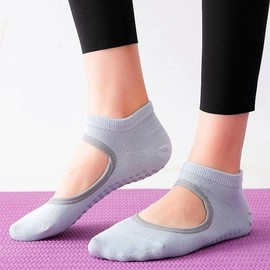Non-Slip Pilates Classic Footies 2-Set for Dance & Yoga Socks Black 2-Set