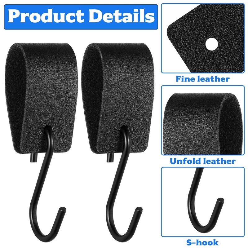 YiLUXmyyxgs 10 Sets S Hooks for Hanging, S-Hook with Leather