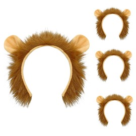 SIOTMERA Lion Ears Headband 4Pack Animal Ears and Horn Adult Lion Headband Washing Face Makeup