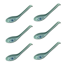 6Pcs Soup Spoon Ramen Noodle Soup Ladle Blue Pattern Soup Spoons Sturdy and Durable Asian Dinner Spoon Easy Clean Dishwasher Safe