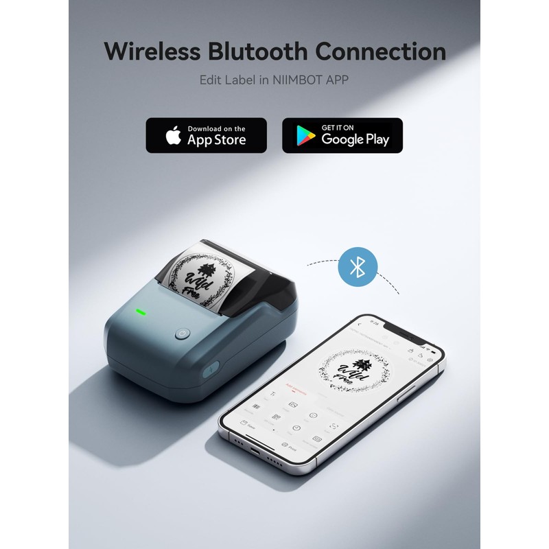 NIIMBOT B1 Bluetooth Label Maker Machine with Tape, Portable Label