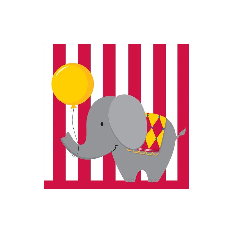 16-Count Paper Lunch Napkins, Circus Time