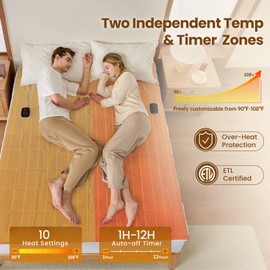 Bearhug Electric Heated Mattress Pads King Size 78”×80” Sherpa Bed Warmer with 16” Deep Pocket 10 Heat Settings 12-Hour Timer Machine Washable White