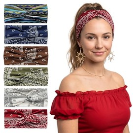 QICHEN 6pzs Diademas Deportivas, Bandas para el Cabello, Diademas Ejercicio para Mujer Yoga,Paquete de 6 Diademas Anchas para Mujer,Diadema Elástica S