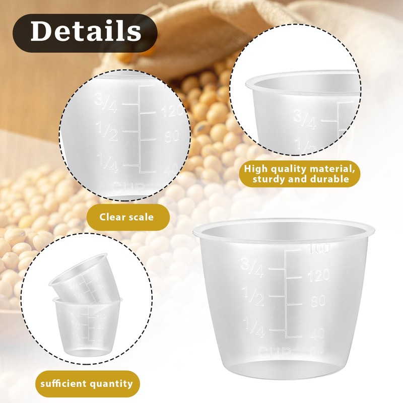 3PCS Rice Measuring Cup 160 ml Plastic Transparent Rice-Cooker Cups