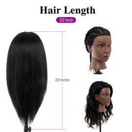 20-22 Inch 100% Mannequin Head Human Hair,Real Human Hair Mannequin Head for Braiding,Cosmetology Manikin Doll Head for Styling with Table Clamp Hair Braiding Set(Brown)