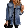 UEAL Womens Spring Jacket Trendy Navy Blue Denim Button Down