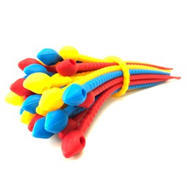 Reusable Silicone Cable Twist Ties Organizer Perfect for Cord Management, Electronics Wire Strips, Kitchen, Garden Rubber Wraps and Gear Zip Tie Straps (7 inches) 30-Pack - Yellow,Red,Blue