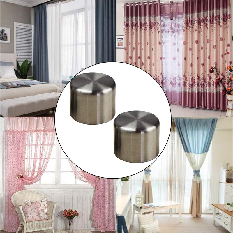 2 Pcs Curtain Rod Covers Ends Metal Curtain Finials Ends