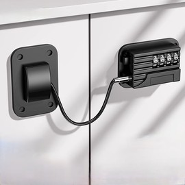 Refrigerator Lock,Combination Lock for Fridge,Window Safety Lock,Cabinets and Drawers,Easy Install No Keys Needed (Black)