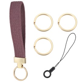 Ptwola Stretchy Key Chain Cute Keychain Wristlet Upgraded Woven Wrist Lanyard for Keys Keychain Holder Wrist Strap Keyring with 2 Keyrings for Women Men Car Keys ID Badges Card Wallet Phone Camera