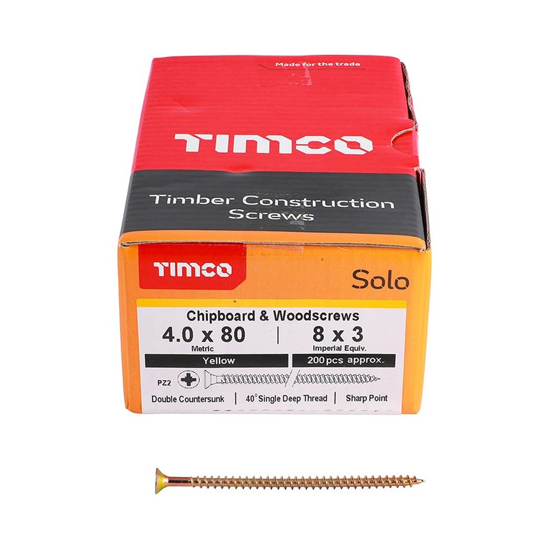 TIMCO Solo Chipboard & Woodscrews - Gold - 4.0 x