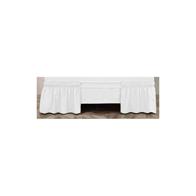 Toodou White Bed Skirt 16 Inch Drop Dust Ruffle Only,