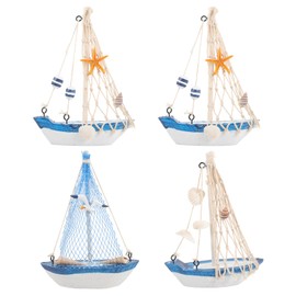 TEHAUX 4 Piezas Adornos De Bote De Vela En Miniatura, Decoraciones NáUticas para El Hogar, Kit De Bote De Modelo, Colores Surtidos, Resina SintéTica