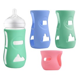 Kukifun 3 Pack Silicone Sleeves Compatible Avent Glass Baby Bottles, Anti Breakage Silicone Bottle Cover, Food Grade Anti-Slip Protective Sleeves for Baby Bottle (8 oz & 4 oz)