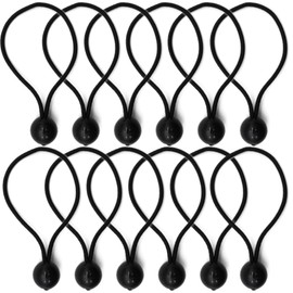 SOL 12pk Bungee Cords with Balls - Tarpaulin Ties for Tent, Canopy, Flags, and Banners - Heavy Duty Elastic Toggles for Marquee, Tarps, and Tie-Downs