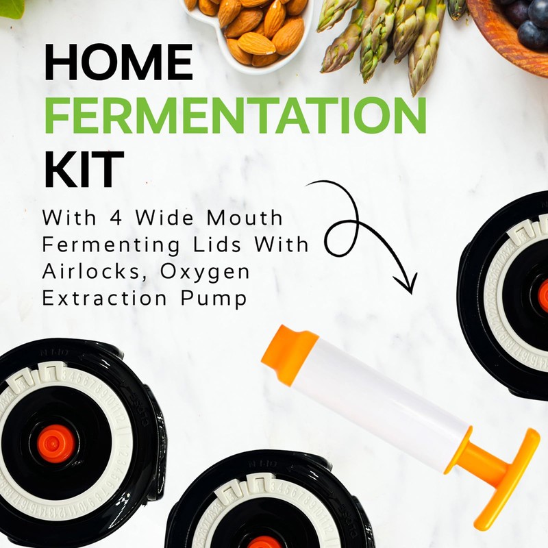 Fermenter lids - Home Fermentation Kit With 4 Wide Mouth