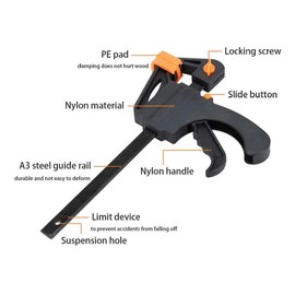 KAHEIGN 6 x quick grip clamps, quick grip clamps, 4 inch ratchet rod clamps, one-handed bar clamp for wood, quick and easy clamping