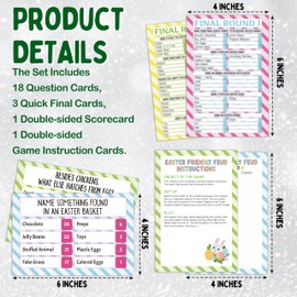 Easter Friendly Feud Game, Fun Easter Party Game for Adults Large Group Family Friends, Friendly Feud Quiz for Easter Holiday, Easter Trivia Games Favor Supplies, 01