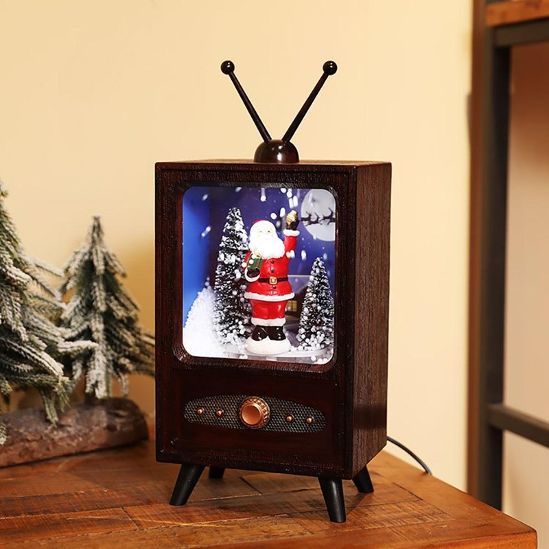 Mini Retro Christmas Snow Music TV Party Decoration Christmas Home