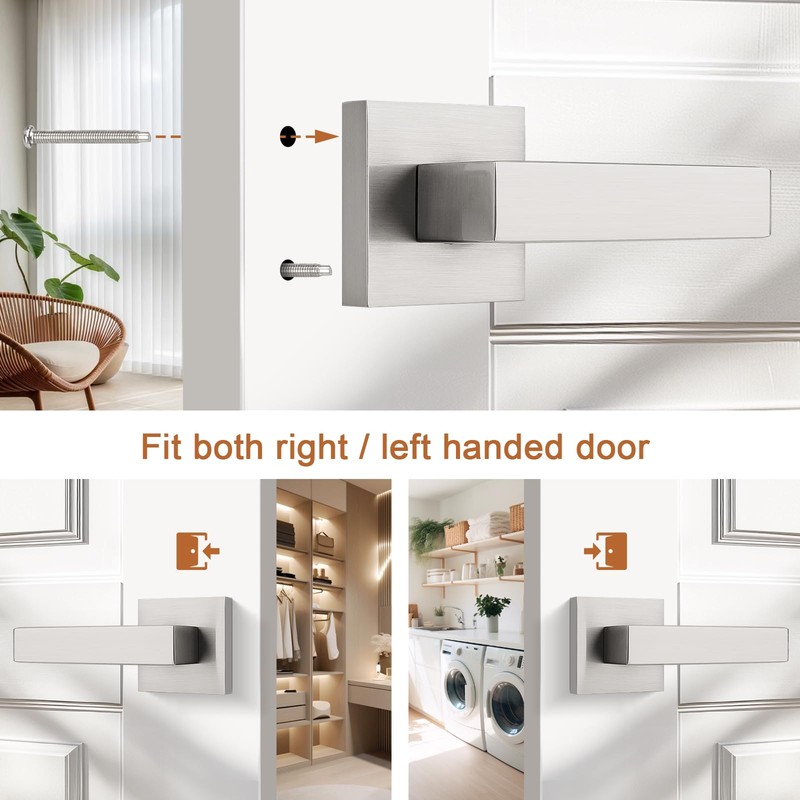 Probrico 1 Pack Dummy Door Handle for Closets French Doors,Satin