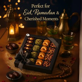 Andy Anand Chocolatier Gluten Free All Natural Truffles & Stuffed Dates Gift Box – Deliciously Healthy Embracing Nature's Goodness Perfect as Eid al Fitr Gift, Fresh flown from Turkey (24 Pcs 10.5 Oz)