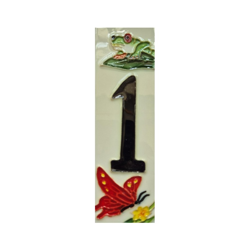 Hand-painted daytime pond-themed custom address ceramic house numbers tiles 15