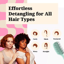 Tangols Soft Detangling Hair Brush – Soft Hair Brush for Kids & Adults with Ultra-Soft Anti Knot Nylon Bristle, Eco-Friendly Tangle-Free Styling for Dry, Wet, Curly & for All Hair Types(Green)