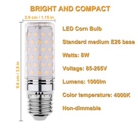 RAYHOO LED Light Bulbs Incandescent 80-100 Watts Equivalent, Standard Medium E26 Base,1000Lumens Non-Dimmable,4 Pack (Nature White 4000K)