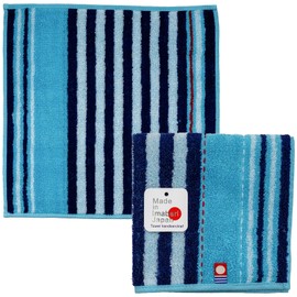 Nishio Imabari Towels, Certified Hand Towels, Set of 3, Made in Japan, 100% Cotton, 9.8 inches (25 cm), Double-Sided Pile, Absorbent, Striped, Vertical Pattern, Gentleman's Imabari Towel, Handkerchief, Turquoise, Gray, Navy, Gift