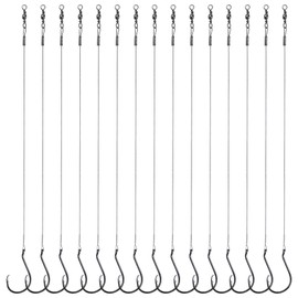 CWSDXM Circle Hooks Rigs, 15pcs Fishing Leader Rigs with Steel Leader Wire and Circle Hooks 1/0 2/0 3/0 4/0 5/0 6/0 7/0 8/0 9/0 10/0 for Bass, Catfish Fishing (4/0)