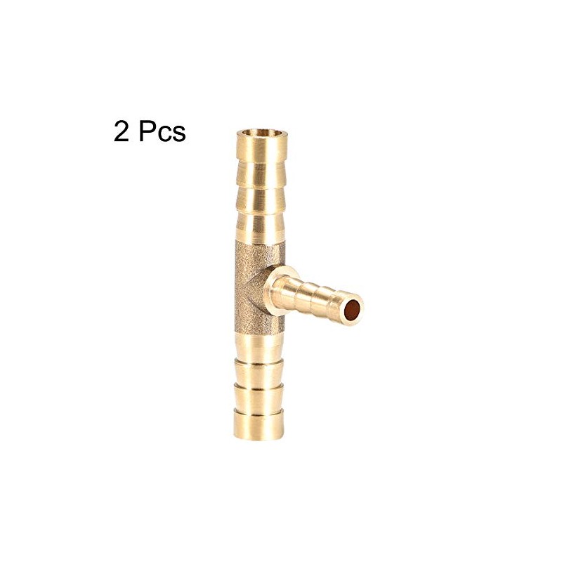 sourcing map Tee Brass Barb Fitting Reducer 3 Way, Fit
