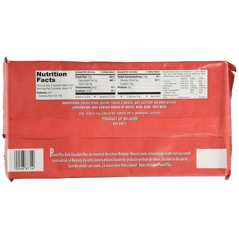Trader Joe's Pound Plus 72% Dark Chocolate 17.6 oz.