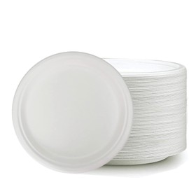 SPHIRES 9"/50 Pack Disposable Paper Plates Disposable White Paper Plates White - Heavy Duty Paper Plates 9 Inch Biodegradable Paper Plates Compostable Recycled Paper Plates for Parties & Events