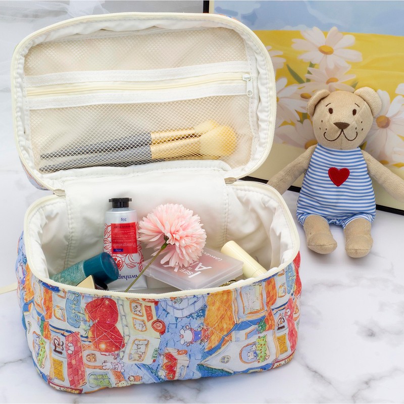PAZIMIIK 3PCS Makeup Bag SET Large Travel Quilted Zipper Soft