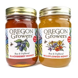 Oregon Growers, Wildflower, Blackberry, Honey Duo, Raw, Unfiltered, Unpasteurized, Natural, 18 Ounce (Pack of 2)