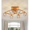 AMZASA Modern Crystal Chandelier,Gold Semi Flush Mount Ceiling Light Antique