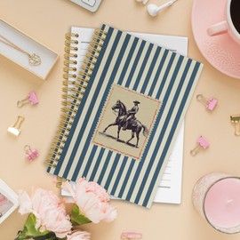 XPH Western Cowboy Spiral Notebook, Retro Wild West Journaling Notebooks for Note Taking, Rodeo Cowboy Blue Striped Hardcover Journal for Writing 160 Pages 5.5 x 8.3 Inch, Western Gifts for Men