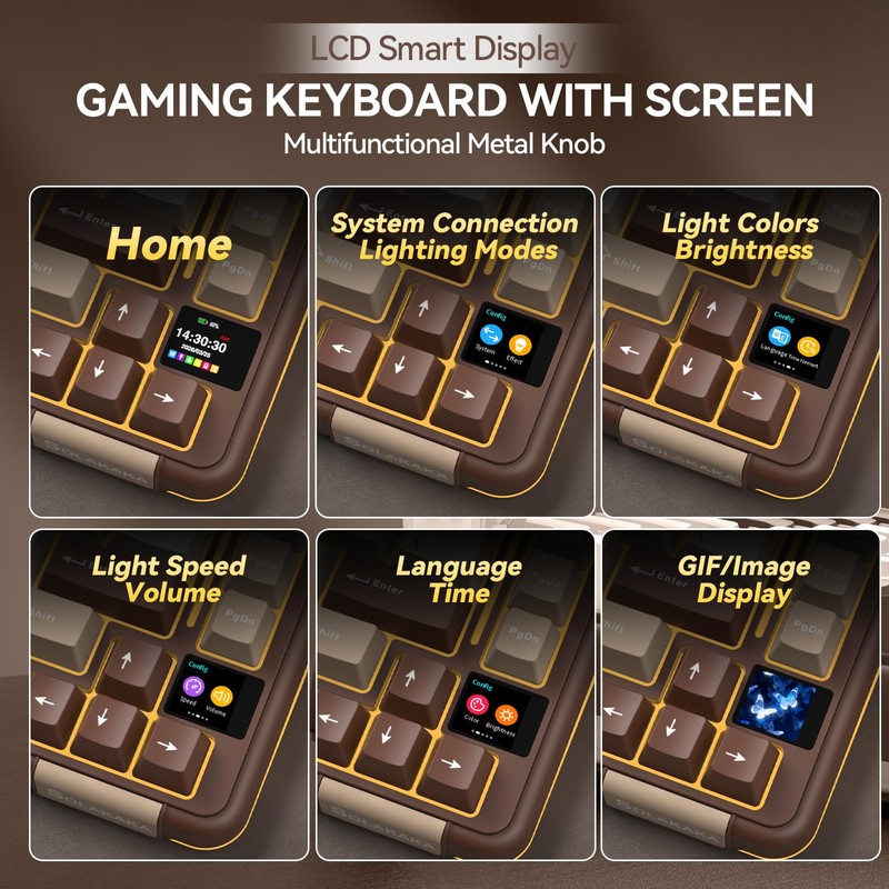 SOLAKAKA A75 PRO 75% Wireless Mechanical Keyboard with Screen and
