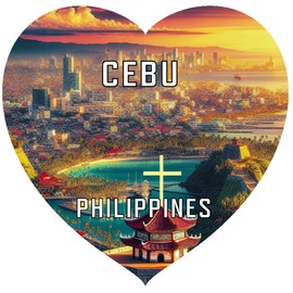 Cebu Philippines Travel Souvenir Destination Die Cut Heart Shaped Decorative Flat Magnet 4-Inch