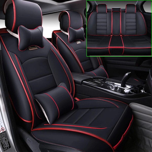 Unbranded Universal Full Set Luxury 5 Seats PU Leather Front