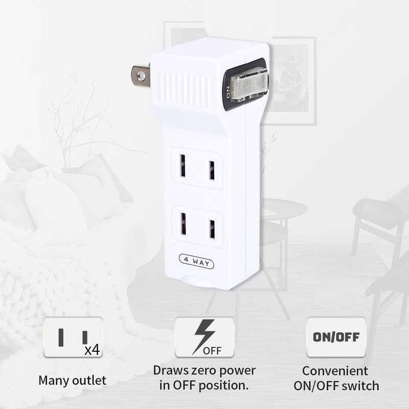 SYCON 4 Outlet Wall Adapter with A Power Switch and