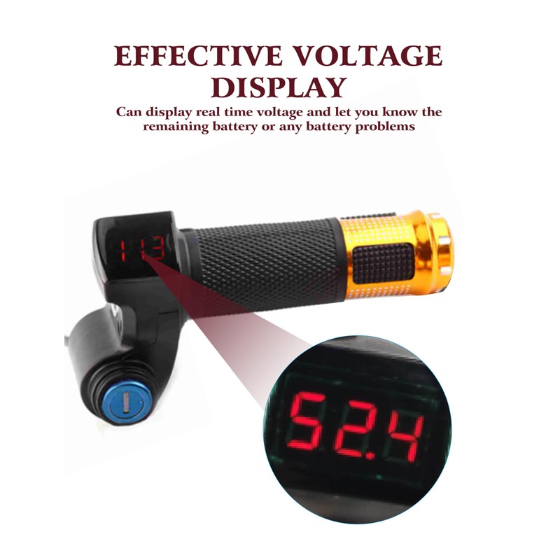 E Throttle 22mm Twist Throttle Accelerator with Switch LED Voltage