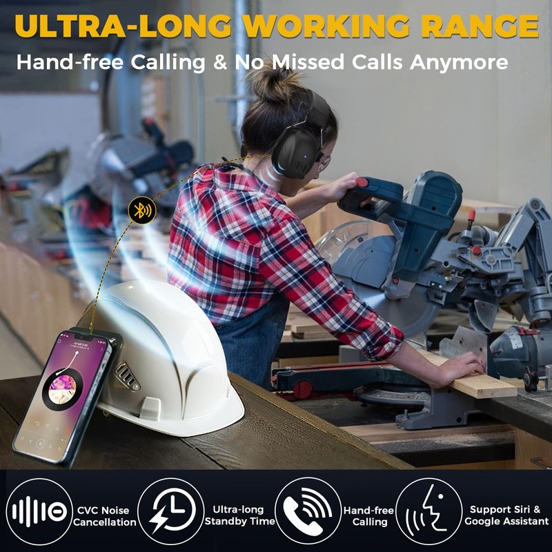 Kalence Bluetooth 6.0 Hearing Protection with 120H Working Time, 30dB