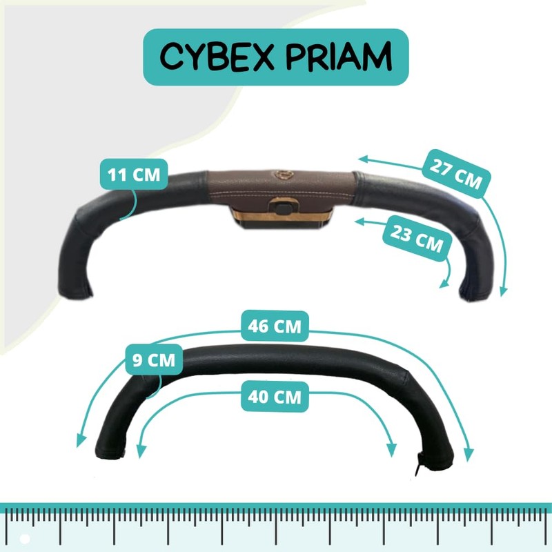 PROTEC TIF Cybex Priam Faux Leather Handlebar and Grip Set