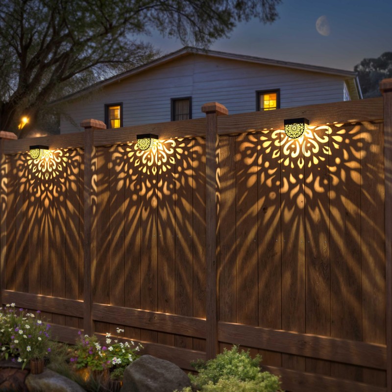EKQ Solar Fence Lights Wall lihgts Outdoor Decorations 6 Pack