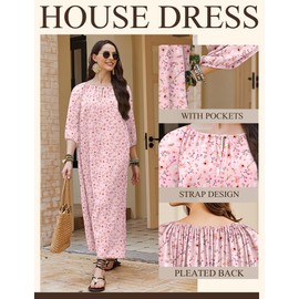 Ekouaer Maxi Dresses for Women 2025 Floral 3/4 Sleeves Plus Size Moo Moos 3XL