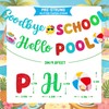 Goodbye School Hello Pool Banner Hanging Swirls for Summer Pool
